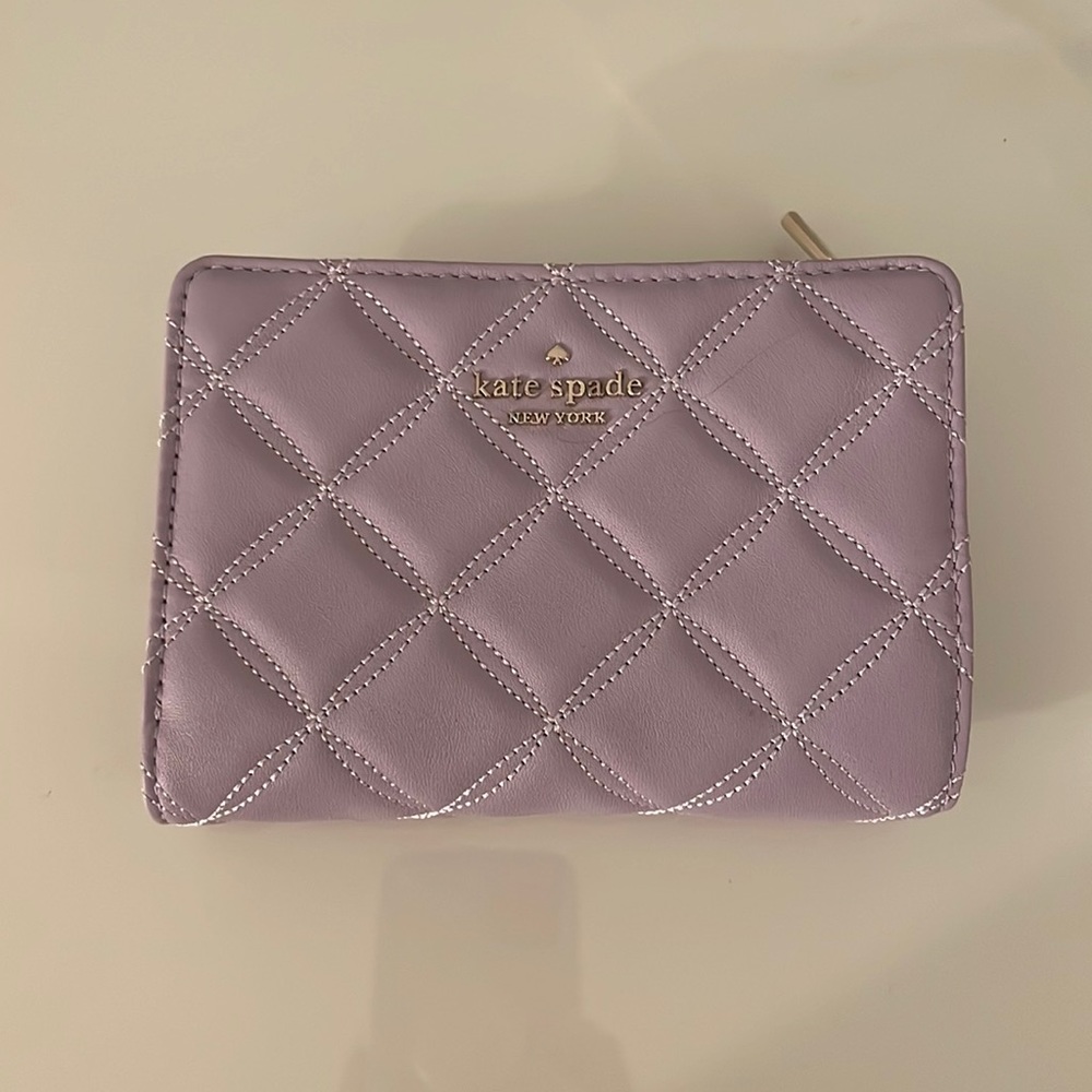 Kate spade Natalia medium compact bifold wallet in color lilac frost, NWOT!!